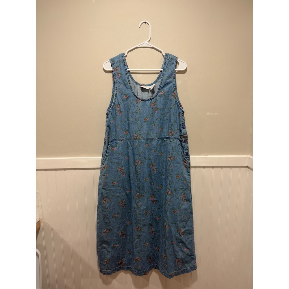Vermont Country Store Vintage Sleeveless Midi Dress Floral Cottage Women Sz Med